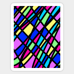 Overlapping Squares and Shapes Stained Glass Design in Funky Colors, made by EndlessEmporium Magnet